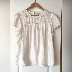 ELLA MOSS Eyelet Lace Babydoll Top - white - Size M